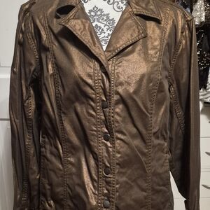 Coldwater Creek Shimmering Bronze Leather Jacket